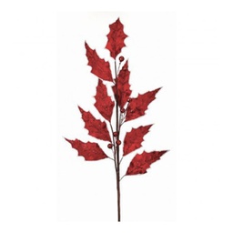 [MTX56548] Branche décorative: Feuille de houx rouge