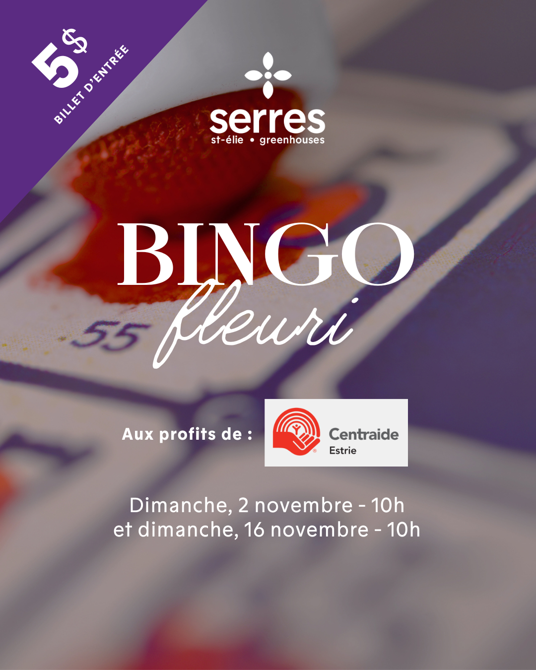 Bingo Fleuri CENTRAIDE Serres St-Élie