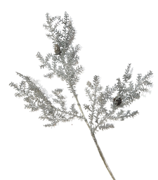 [MTX41589SILVER] Branche décorative: Brindille argentée et petites cocottes