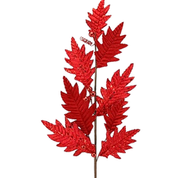 [XS090524] Branche décorative: Feuille de chêne rouge