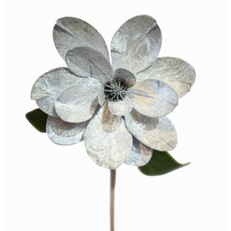 [XG763-SV] Branche décorative: Fleur Magnolia argent