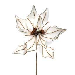 [104227] Branche décorative: Fleur blanche en feutre