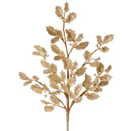[MTX61938] Branche décorative: Tige de feuilles de houx dorée