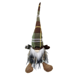 [xm-kb1248] Gnome avec chapeau à carreaux brun et vert