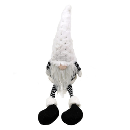 [xm-kb1245] Gnome en peluche blanc et vêtements rayés