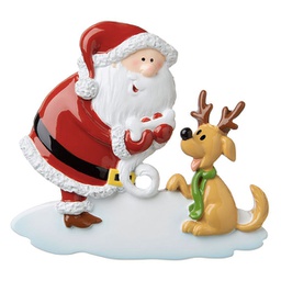 [P18-03-031] Ornement personnalisable: Père Noël avec chien