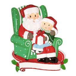 [OR1585] Ornement personnalisable: Père Noël avec enfant