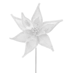 [MTX64302] Branche décorative - Poinsettia blanc