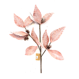 [104043] Branche décorative - Feuilles roses