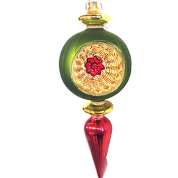 [XY4909N7] Ornement : Boule vintage rouge or et vert