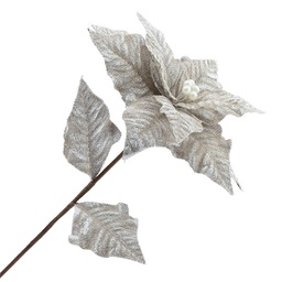 [XM-HA2430] Branche décorative - Poinsettia blanc en jute