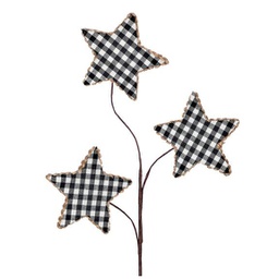 [mtx64383] Branche décorative - Étoile à carreaux noir et blanc