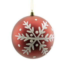 [XM-BA4188] Ornement : Boule de Noël rouge et flocon blanc