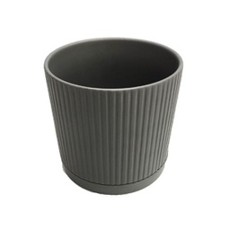 [S19617-GG] Cache-pot avec soucoupe gris contemporain