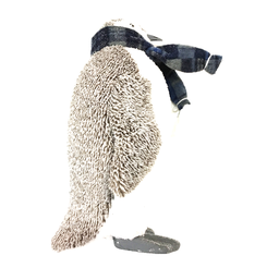 [101654] Pingouin en peluche gris et bleu